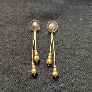 Gold Tone Dangle Ball Chain Statement Earrings